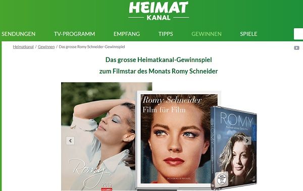 Heimatkanal Romy Schneider Gewinnspiel DVD und Buch