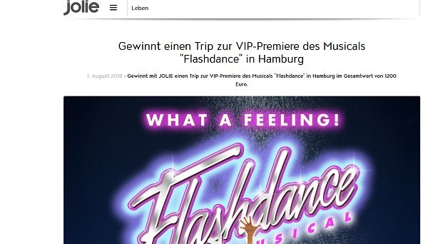 Jolie Gewinnspiel Flashdance Musical Hamburg Reise