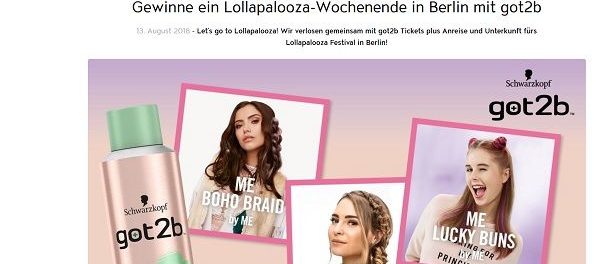 Jolie Reise Gewinnspiel Lollapalooza-Wochenende in Berlin