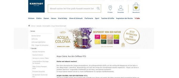 Karstadt Gewinnspiel Aqua Colonia Duftseminar K&ouml;ln