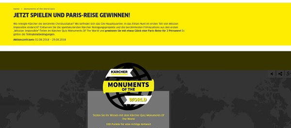 Kärcher Monuments of the World Gewinnspiel Paris Reise