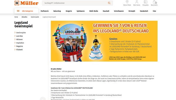 Legoland Familienreisen Gewinnspiel Müller Drogerien