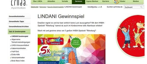 Linda Apotheken Gewinnspiel 5 HABA Spielzelt Ritterburg