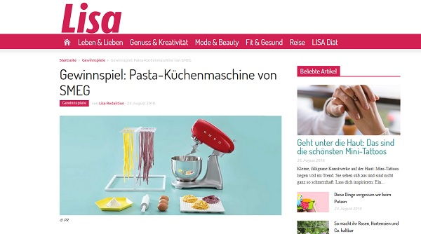 Lisa.de Gewinnspiel SMEG Pasta Küchenmaschine gewinnen
