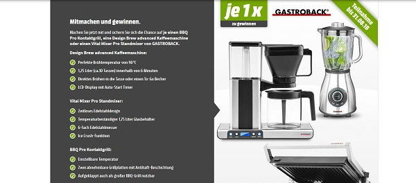 Media Markt Gewinnspiel Gastroback Küchengeräte