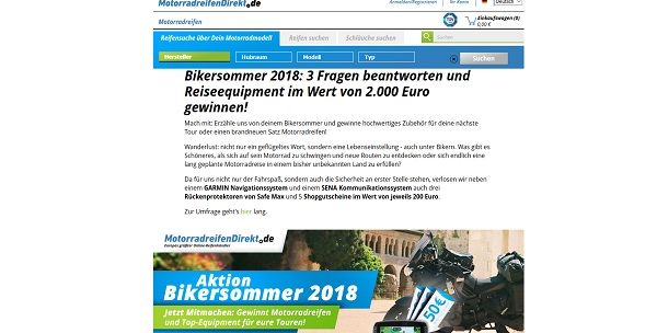 MotorradreifenDirekt Gewinnspiel Bikersommer 2018