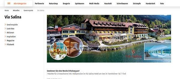Müller Gewinnspiel Via Salina Hotel am See im Tannheimer Tal Urlaub