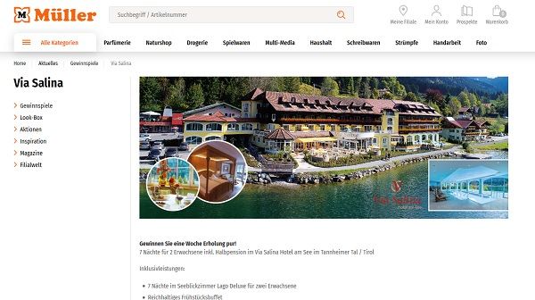 Müller Gewinnspiel Via Salina Hotel am See im Tannheimer Tal Urlaub