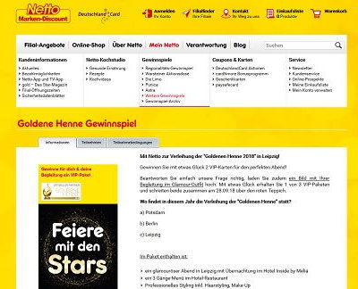 Netto Marken Discount Gewinnspiel Reise Leipzig Goldene Henne