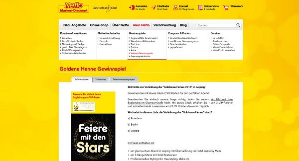 Netto Marken Discount Gewinnspiel Reise Leipzig Goldene Henne