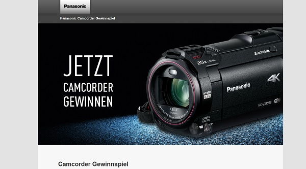 Camcorder Gewinnspiel Panasonic verlost VXF999 im Wert von 999 €