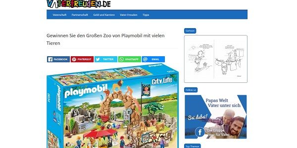 Playmobil Gewinnspiel Vaterfreuden Großer Zoo
