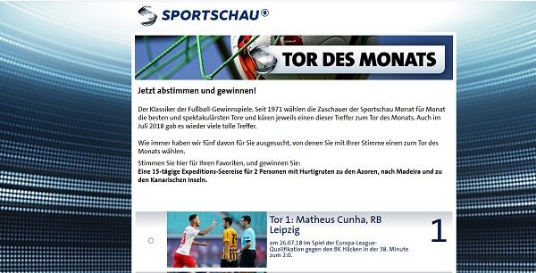 Tor des Monats Gewinnspiel Sportschau Expeditions-Seereise