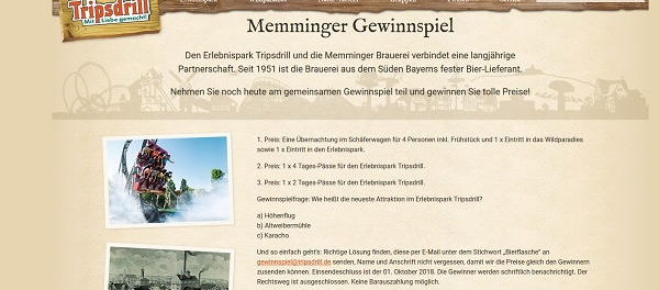 Tripsdrill Erlebnispark Gewinnspiel Übernachtung und Eintrittskarten