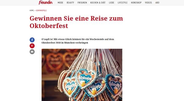 freundin Oktoberfest Reise Gewinnspiel 2018