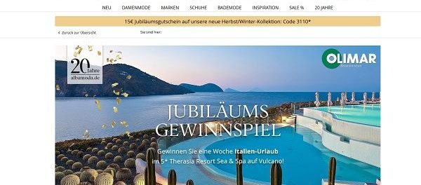 Alba Moda Jubiläums Gewinnspiel 5 Sterne Italien Urlaub