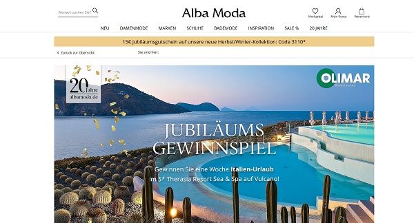 Alba Moda Jubiläums Gewinnspiel 5 Sterne Italien Urlaub