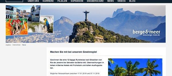 Brasilien Reise Gewinnspiel engbers 12-tägige Rundreise gewinnen