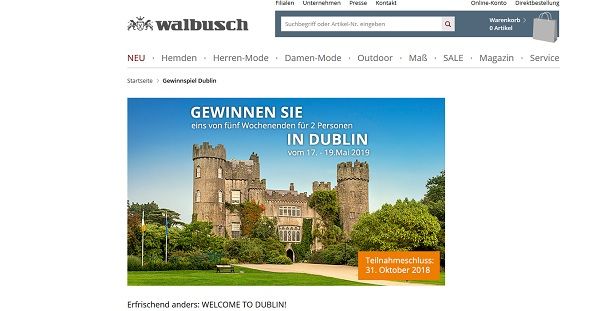 Dublin Reisen Gewinnspiel Walbusch