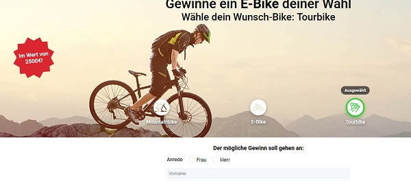 E-Bike Gewinnspiel Wunschbike Wert 2.500 Euro