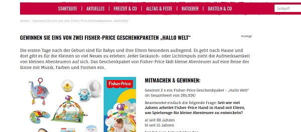 Fisher Price Babyspielsachen Gewinnspiel kribbelbunt.de