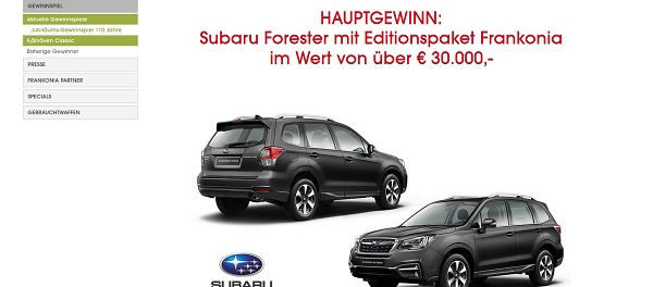 Frankonia Versand Auto-Gewinnspiel Subaru Forester