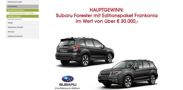 Frankonia Versand Auto-Gewinnspiel Subaru Forester