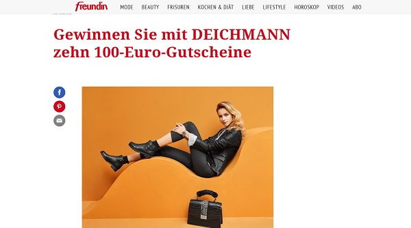Gewinnspiel Freundin verlost 10 Deichmann Gutscheine