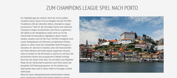 Gewinnspiel &#8211; Veltins Portugal Reise Champions League Spiel Porto