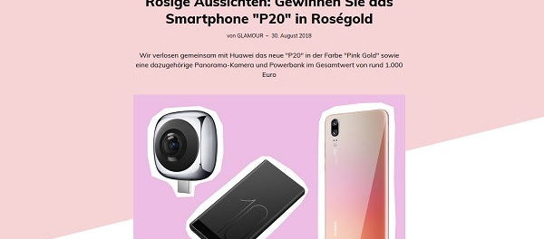 Glamour Gewinnspiele Huawei P20 Smartphone gewinnen