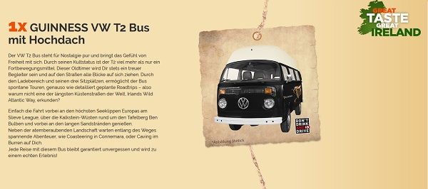 Guiness Auto-Gewinnspiel VW T2 Bus Oldtimer