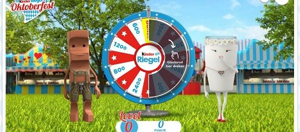 Kinder Riegel Oktoberfest Gewinnspiel Glücksrad drehen