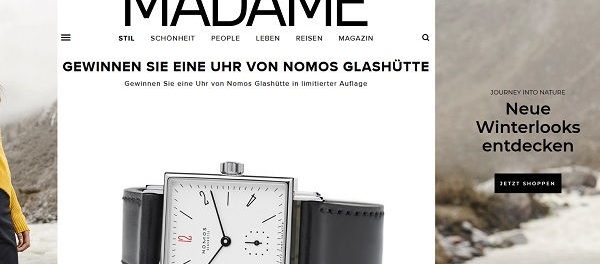 Madame Gewinnspiel limitierte Nomos Glashütte Armbanduhr