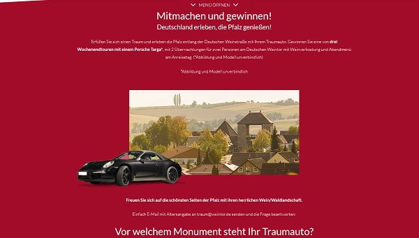 Porsche Targa Gewinnspiel weintor.de