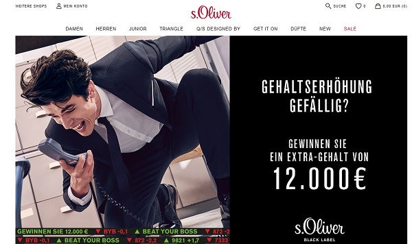 s.Oliver Gewinnspiel 12.000 Euro Bargeld Preisausschreiben