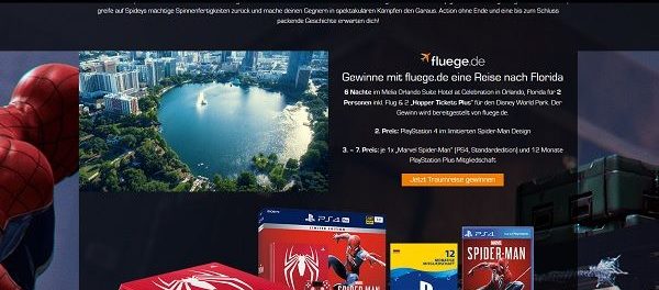 Saturn Gewinnspiel Florida Reise oder Playstation 4 Spiderman