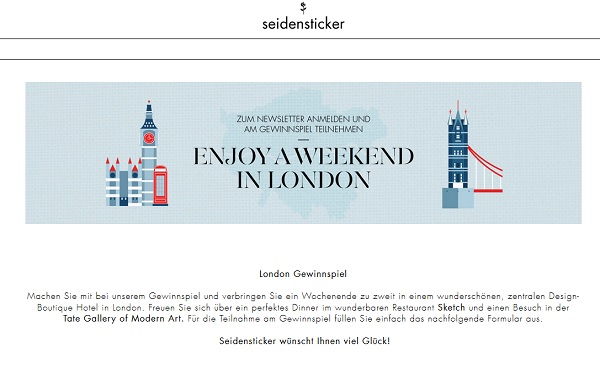 Seidensticker London Reise Gewinnspiel 2018