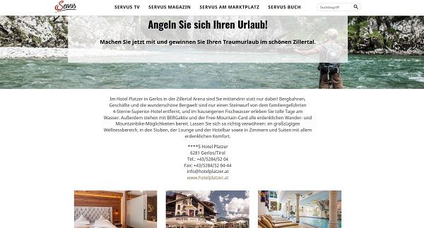 Servus Gewinnspiel TV Angel- und Wellness-Urlaub gewinnen