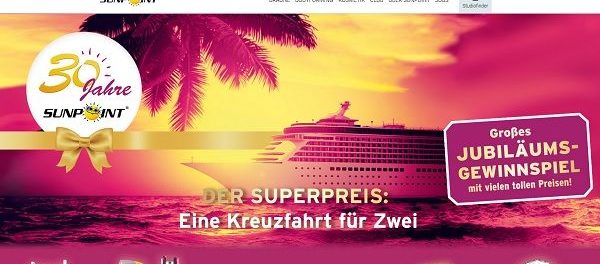 Sunpoint Jubiläums Gewinnspiel Kreuzfahrt und täglich Sachpreise