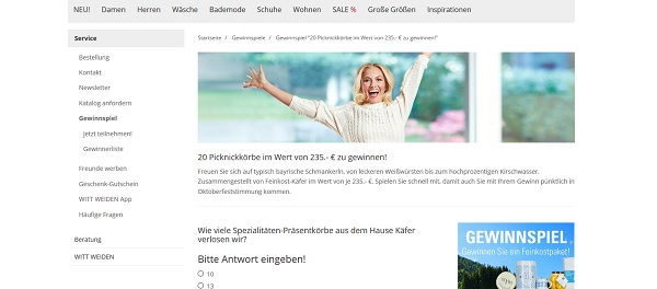 Witt Weiden Gewinnspiel 20 Picknickkörbe Käfer Feinkost