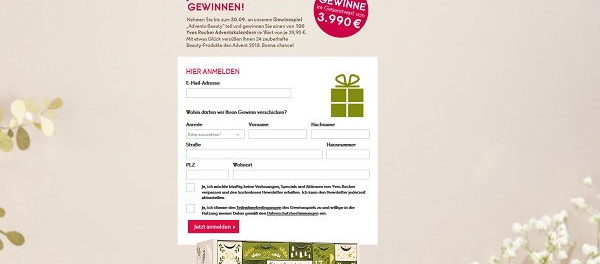 Yves Rocher Gewinnspiel Adventskalender 2018 gewinnen