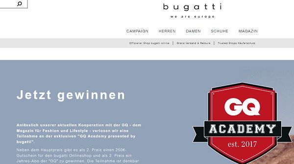 bugatti Gewinnspiel GQ Fashion Academy Teilnahme gewinnen