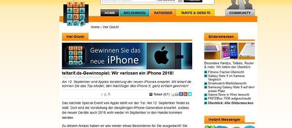 teltarif Gewinnspiel neustes Apple iPhone gewinnen