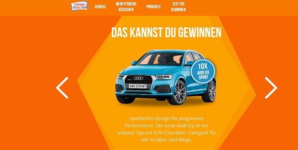 Auto Gewinnspiel Ferrero Küsschen Audi Q3