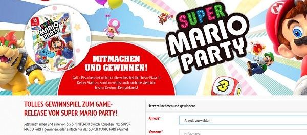 Call a Pizza Gewinnspiel Nintendo Switch Mario Party