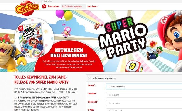 Call a Pizza Gewinnspiel Nintendo Switch Super Mario Party