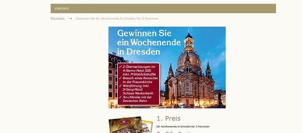 Dresden Wochenendreise Gewinnspiel Spezialiäten Haus Versand