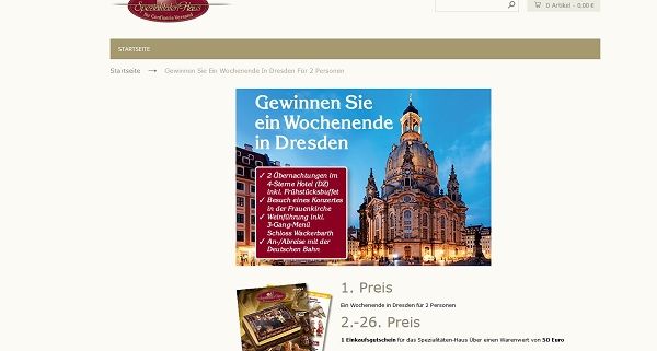 Dresden Wochenendreise Gewinnspiel Spezialitäten Haus Versand