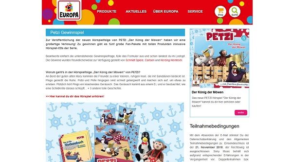 Europa Verlag Gewinnspiele Petzi Fanpakete für Kinder