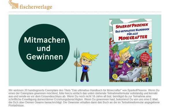 Fischer Verlag Buch Gewinnspiel Minecraft Handbuch